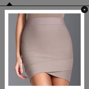 BCBGMaxazria Silvie Tan Bandage Mini Skirt